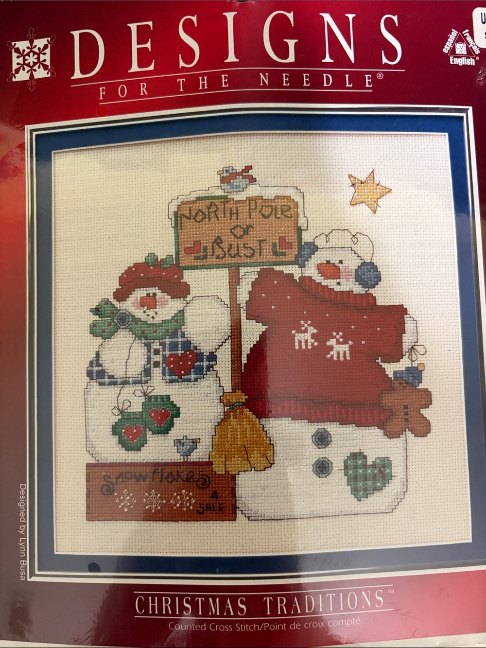 Christmas Traditions Cross Stitch Kit - Red & White Snowmen